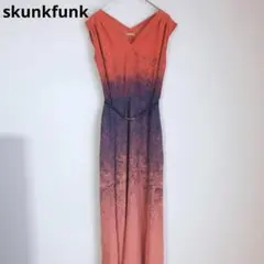 スカンクファンク　ロングワンピース　ノースリーブ　花柄　ベルト付　Vネック　S
