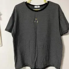Helm ヘルム 細ボーダーくま刺繍半袖Tシャツ　Lサイズ