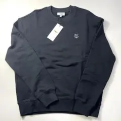 正規品　メゾンキツネ　モノクロパッチ　スウェット　トレーナー　メンズ　XL 黒