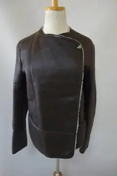(53) 美品 CELINE セリーヌ 羊革 ジャケット 38 ボア ラム