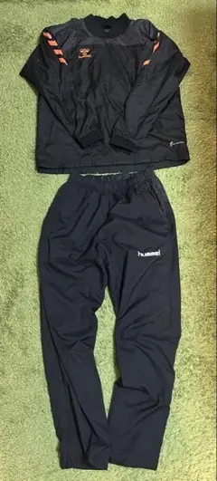 hummel ピステ・ウィンドブレーカー 上下セットブラック×オレンジ　Sサイズ