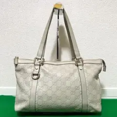 【極美品】GUCCI トートバッグ アビー シマ レザー ホワイト
