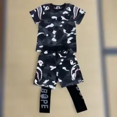 サメ柄迷彩Tシャツ・ショートパンツ・レギンス3点セット