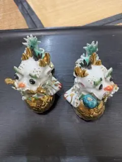 陶器製 獅子の装飾品 2体セット