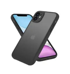 iPhone ケース 背面マット 半透明 耐衝撃 ブラック アイフォン