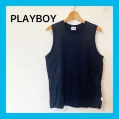 ☆PLAYBOYメンズブラック ノースリーブ タンクトップサイズL