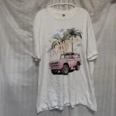 Comfort Colors 【Ｌ】ピンク車デザインTシャツ