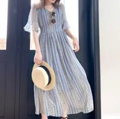 Archives 花柄シャーリングワンピース 半袖　WEB限定 M