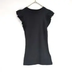 【GAP】半袖カットソー　袖フリル　XXS　ブラック　トップス