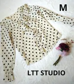LTT STUDIO フリル長袖ブラウス 水玉 ブラウス　M