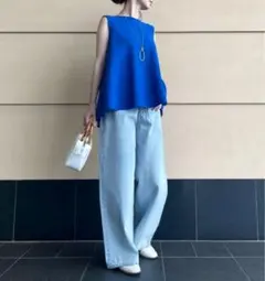 Demi-Luxe BEAMS ノースリーブ ブラウス プルオーバー ブルー