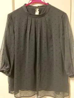 ブラックドット柄 七分袖チュニック