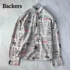 バッカーズ Backers 英字新聞風 長袖シャツ Mサイズ