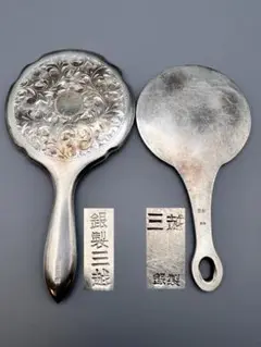 【vintage】銀製　手鏡　シルバー　約50g 年代物　梅柄 vintage】銀製 手鏡 シルバー 約50g 年代物 梅柄