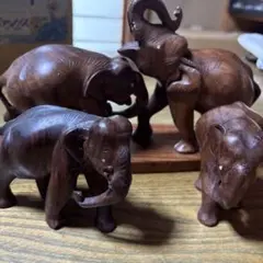 木製象彫刻 4体セット東南アジア 民芸品