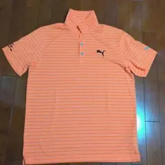 Puma×cobra ストライプポロシャツ オレンジ　usサイズL