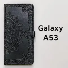 Galaxy A53 5G 手帳ケース エンボス ブラック