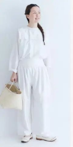 BUNON バックボタンセーラーブラウス ホワイト　中古 BUNON Khadi Silk Back Button Sailor Blouse