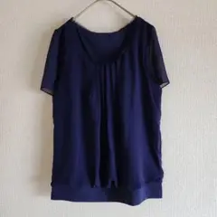 【LAUTREAMONT】（M）シフォン半袖フロントタック/きれいめカットソー