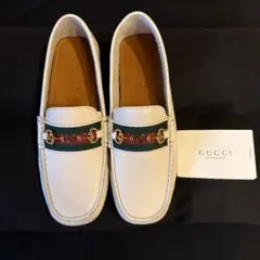 新品 箱有GUCCI ホースビット ドライバーシューズ メンズシューズ ホワイト