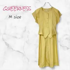 QUEERNESS ワンピース ベルト付 イエロー M 送料無料