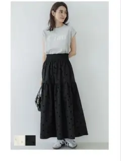 coca ドット柄フロッキーティアードスカート 新品 タグ付き　long