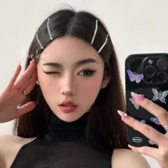 No.353A シルバーロングヘアピン4点set 韓国 KPOP ヘアアクセ