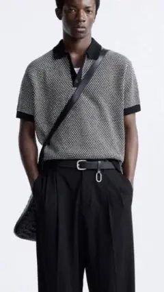 ZARA ニットポロ 千鳥 チェック asclo nugu otte ノームコア ZARA ニットポロ 千鳥 チェック asclo nugu otte ノームコア
