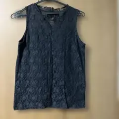 ブラックレースノースリーブタンクトップ Lサイズ