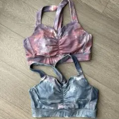 GU アクティブ　タイダイ　マルチカラースポーツブラ2点セット　M