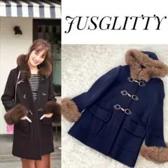 【美品】JUSGLITTY フォックスファー ダッフルコート ネイビー