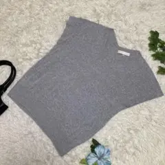 極美品　自由区　半袖サマーニット　グレー　綿　アセテート　薄手　38 Mサイズ