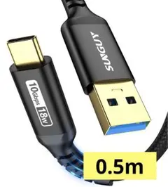 SUNGUY USB3.1 Gen2 USB Type C ケーブル 0.5m