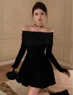 GRL オフショルダーミニワンピース ブラック