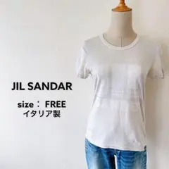 希少 ジルサンダー Tシャツ 半袖 ビッグロゴ コットン アイボリー イタリア製