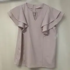 ミッシュマッシュ　ピンク　ダブルフリルスリーブ　パール