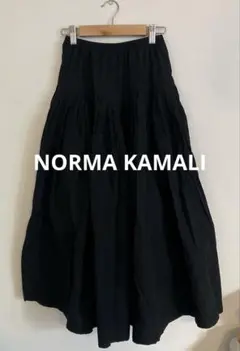 NORMA KAMALI ブラック フレアスカート 綿100% 無地