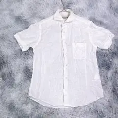 UNITED ARROWS【S】半袖シャツ　ホワイト　麻100% 透け感あり