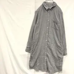 無印良品　MUJI　シャツ　ブラウス　グレー　コットン　長袖　膝下丈　M