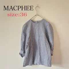 MACPHEE マカフィー　コットンリネンギャザースリーブプルオーバー　36