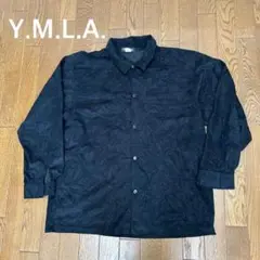 ✨ Y.M.L.A. 90S USA製 古着 ベロアシャツ XL ブラック