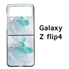Galaxy Z flip4 緑 ハードケース マーブル ② ,