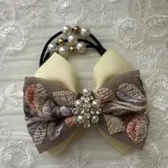 (匿名配送)ゴム交換可能インド刺繍リボンヘアゴム