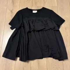 UNITED ARROWS ユナイテッドアローズフリル付きブラックTシャツ