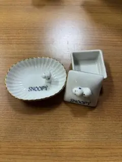 SNOOPY 陶器製小物入れと皿