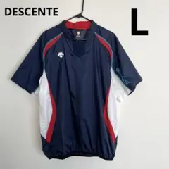 DESCENTE 半袖ピステ L 紺 白 赤 サッカー 野球 フットサル