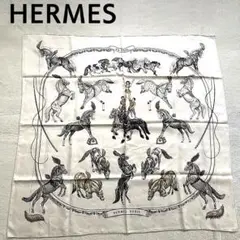HERMES エルメス カレ90 EN PISTE シルク スカーフ