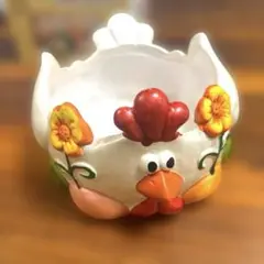 ニワトリ　置物　小物入れ　ニワトリ　フラワー