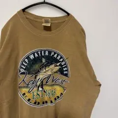 L 古着 後染め Ｔシャツ GILDAN ギルダン 釣り カジキ フィッシング