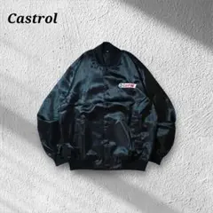 激レアCastrolカストロール企業ロゴナイロンジャケットMA-1短丈バイカー黒